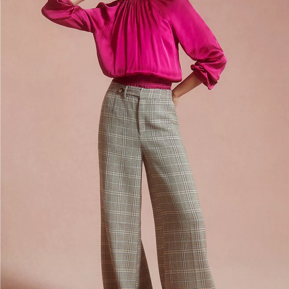 Maeve Plaid Wide-Leg Pants
